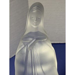 Vintage FOSTORIA Frosted Satin Glass 10" MADONNA Virgin Mary Figurine Statuette